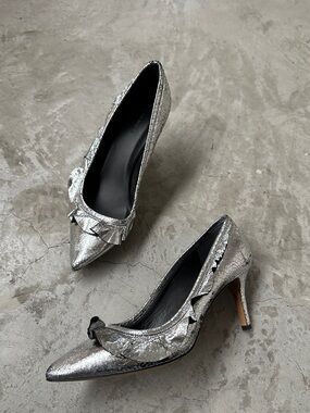 Isabel Marant Silver Foil kitten heel 39 ruffle